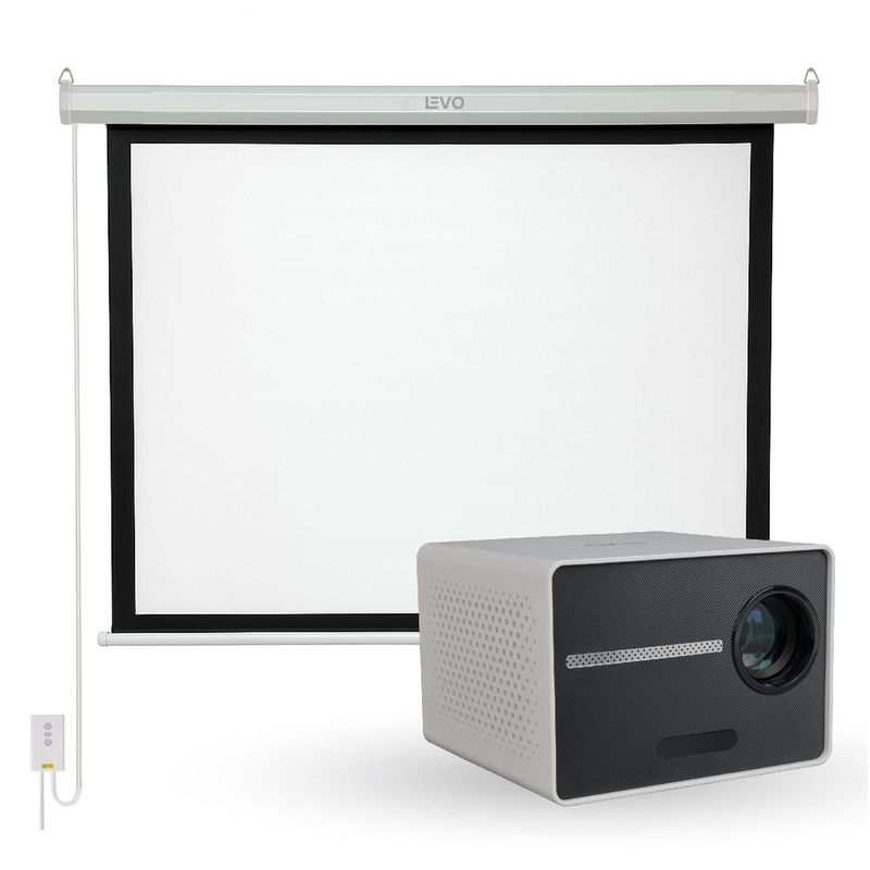LEVO - Proyector Portatil Halo 9000lm + Telón Electrico 80" LEVO