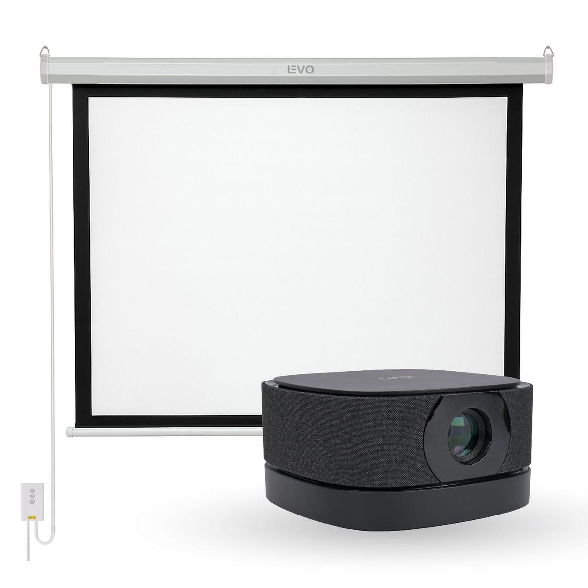 LEVO - Proyector Portatil Lumix 9000lm + Telón Electrico 80" LEVO