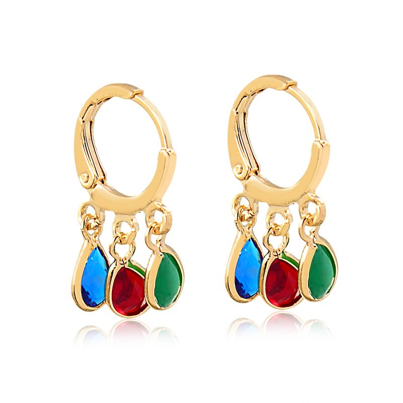MARRO - Aros argolla con aplicacion colores enchapado en oro 18K