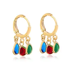 MARRO - Aros argolla con aplicacion colores enchapado en oro 18K