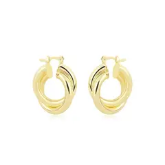 MARRO - Aros argolla doble 2 cm enchapado en oro 18K