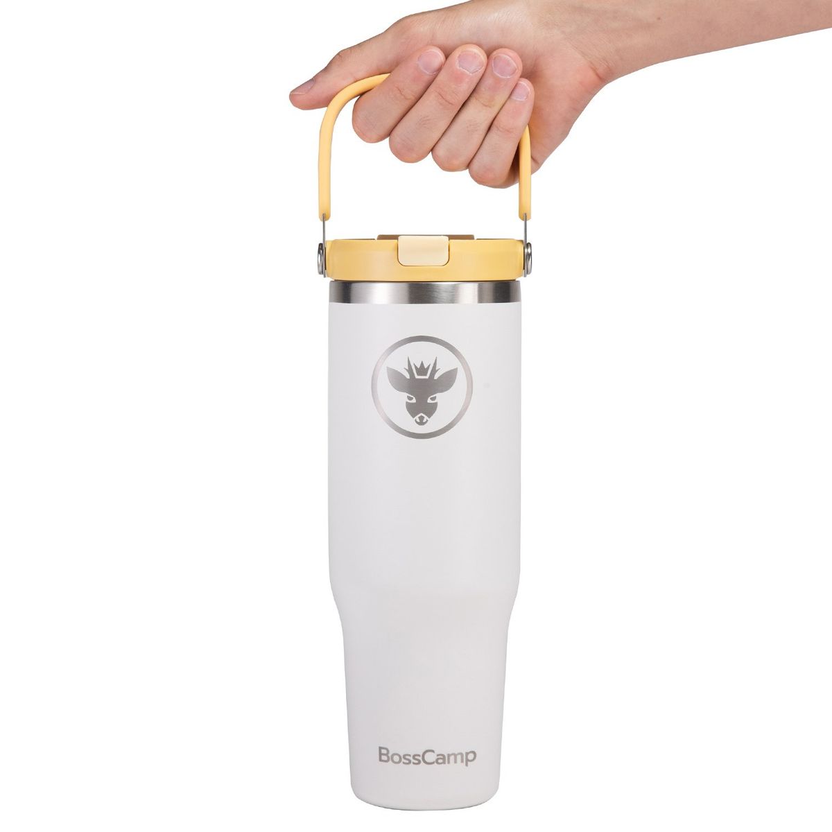 BOSSCAMP - Vaso Termico Mug Termo BossCamp 1200ml Tapa 2 en 1 Blanco