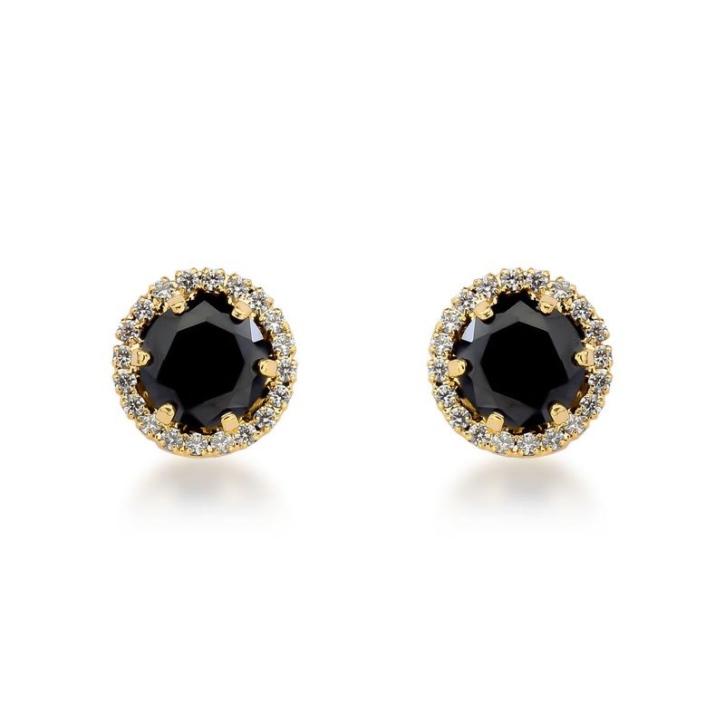 MARRO - Aros apegados cristal negro enchapado en oro 18K