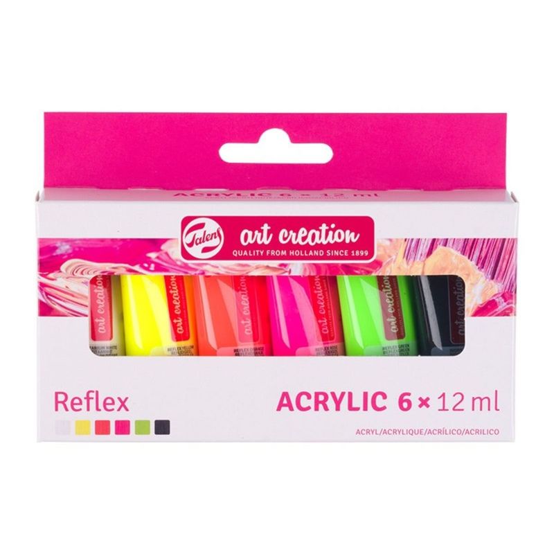 ART CREATION - Acrílicos Art Creation Set 6 Colores 12ml Fluorescentes