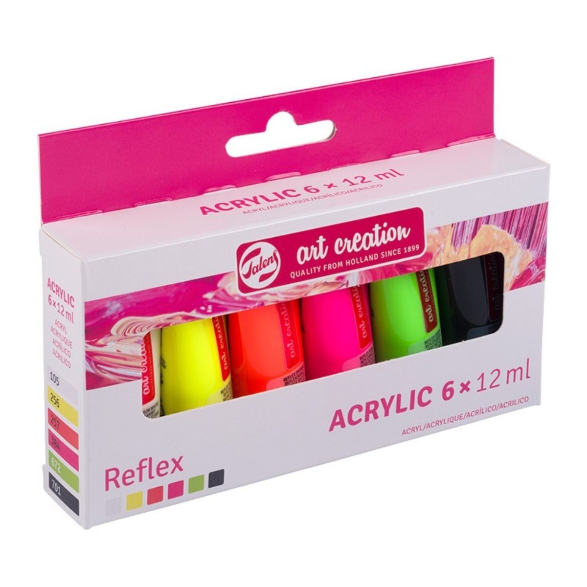 ART CREATION - Acrílicos Art Creation Set 6 Colores 12ml Fluorescentes
