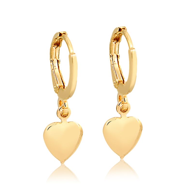 MARRO - Aros argolla con colgante corazon enchapado en oro 18K