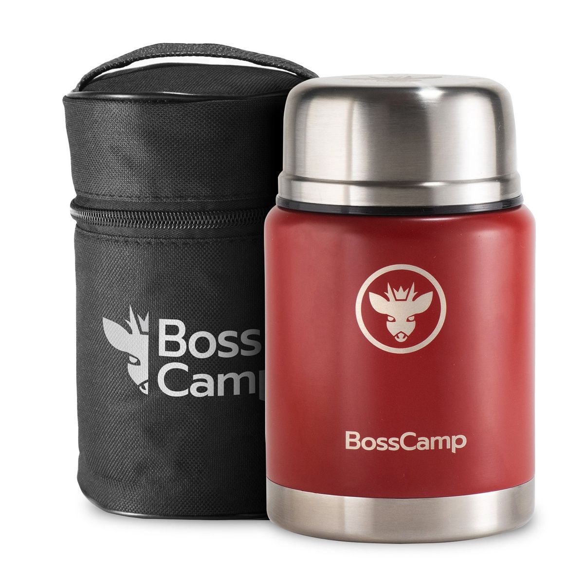 BOSSCAMP - Termo Comida BossCamp 500 ml Acero Inox Bolso Cuchara Rojo