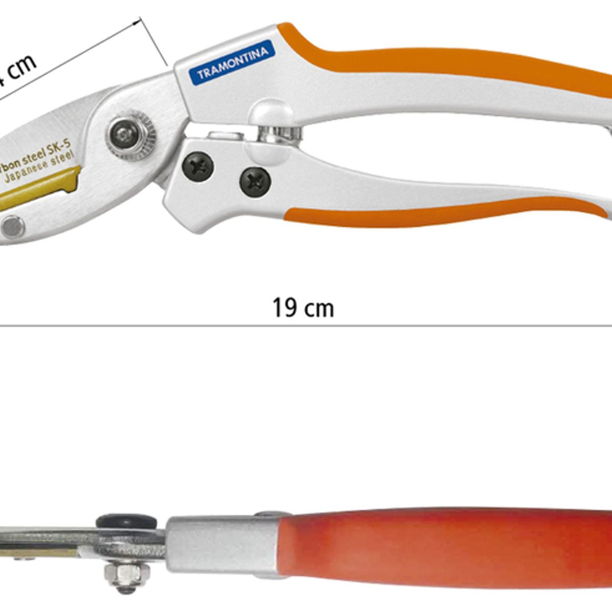 TRAMONTINA - Tijera de Podar Profesional Tipo Anvil Tramontina de Acero con Mango Forrado de Goma