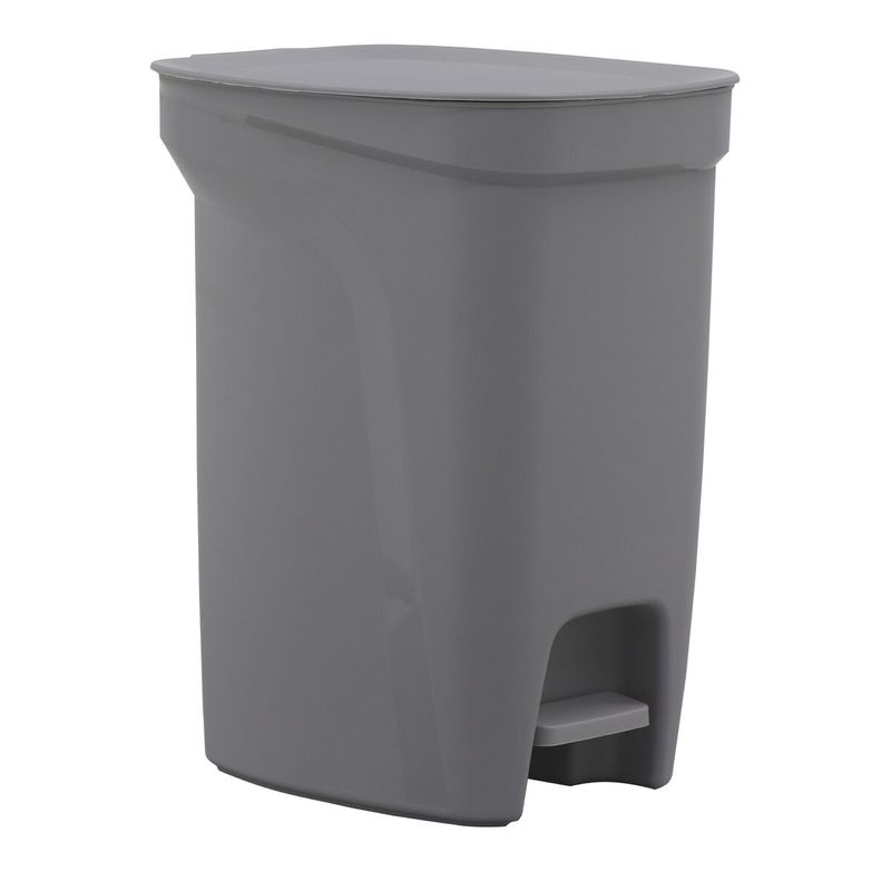 TRAMONTINA - Basurero Tramontina Compact Pedal en Polipropileno Gris con Asta en Acero Galvanizado 10L