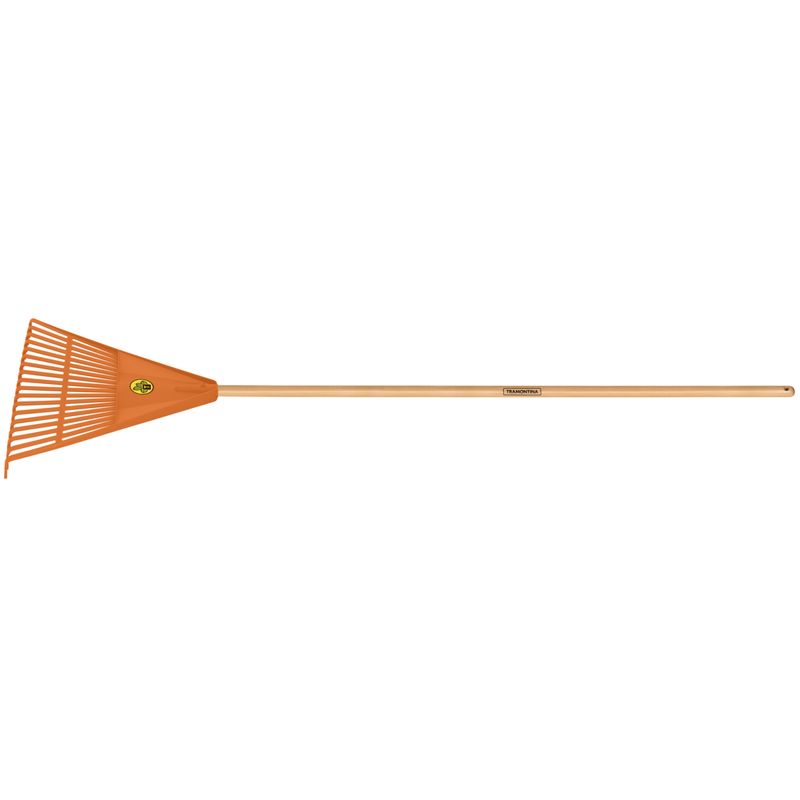 TRAMONTINA - Escoba Plástica Anaranjada Tramontina con 18 Dientes y Mango de Madera 120 cm