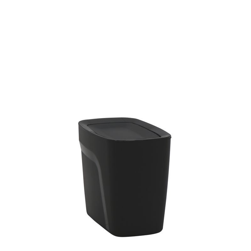 TRAMONTINA - Lixeira Tramontina Compact em Polipropileno Preto com Tampa Basculante 6,5 L