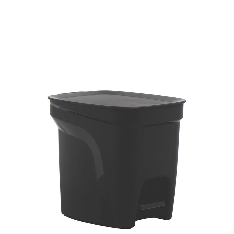 TRAMONTINA - Basurero Tramontina Compact Pedal en Polipropileno Negro con Asta en Acero Galvanizado 7 L