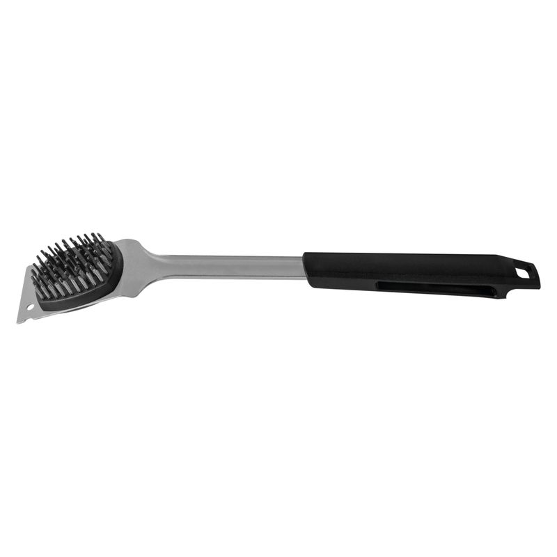 TRAMONTINA - Cepillo para Limpiar Tramontina Churrasco Black en Acero Inoxidable y Mango de Polipropileno Negro con Raspador