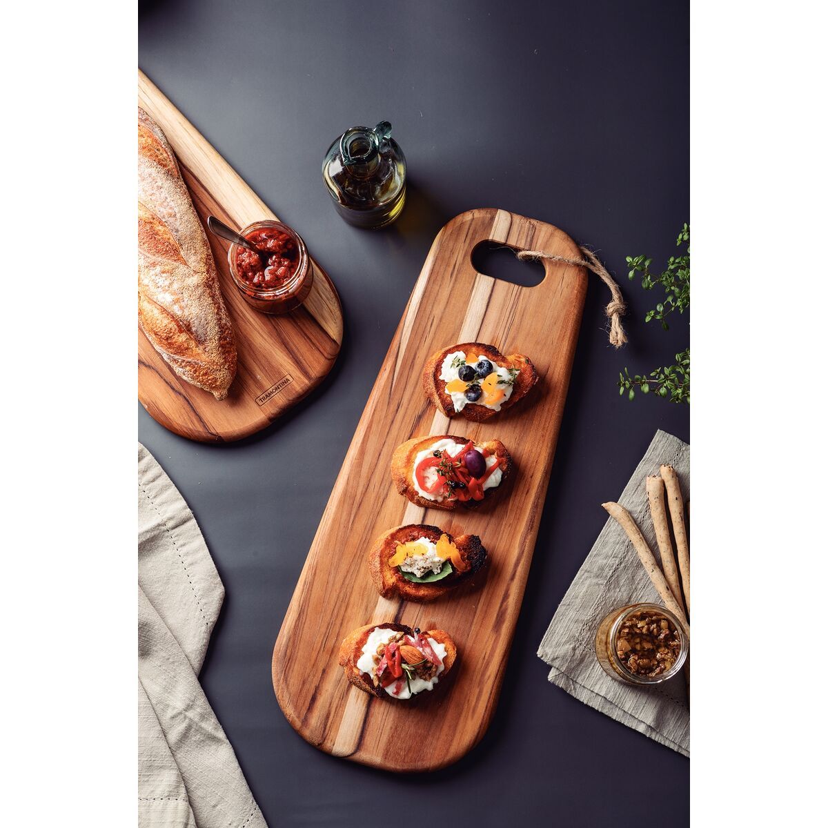 TRAMONTINA - Tablero para antipasto Tramontina Provence en madera de teca FSC 48x19,5 cm con acabado en aceite mineral