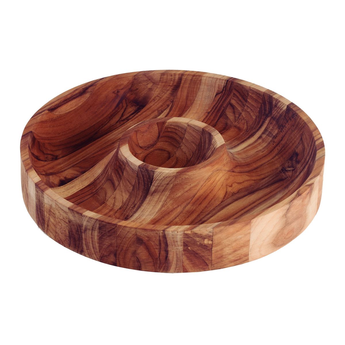 TRAMONTINA - Plato Merienda Barbacoa Tramontina Fondo Central de Madera de Teca FSC Acabado en Aceite Mineral 31,5x31,5 cm