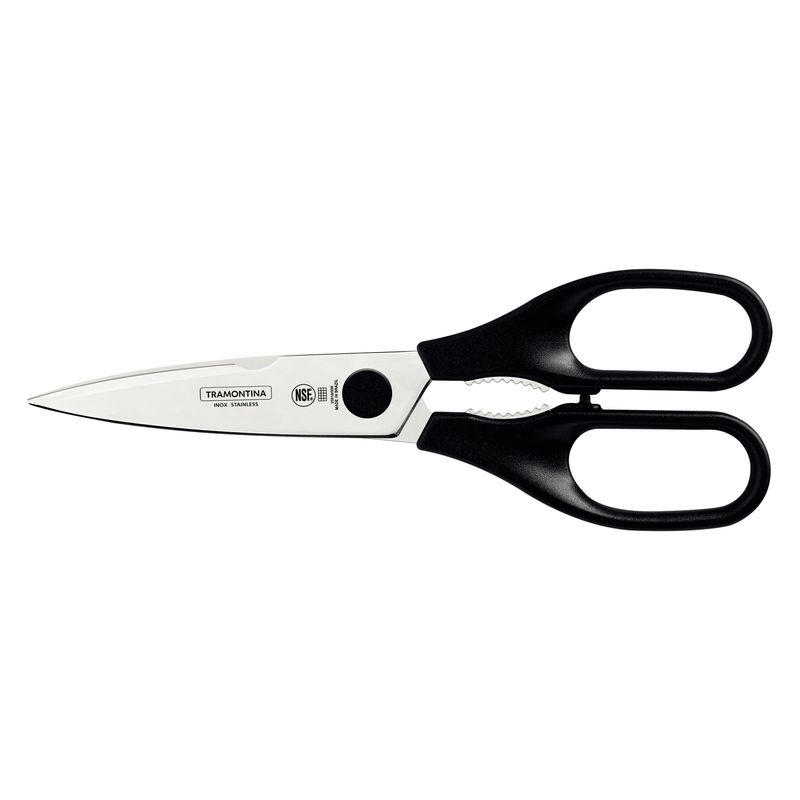 TRAMONTINA - Tijera Multiuso Tramontina Supercort con Lámina Acero Inoxidable y Mango de Polipropileno Negro 8"