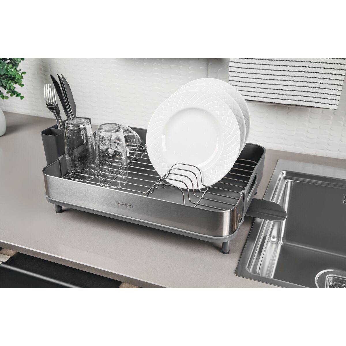 TRAMONTINA - Escurridor de Vajilla Tramontina en Acero y Polipropileno
