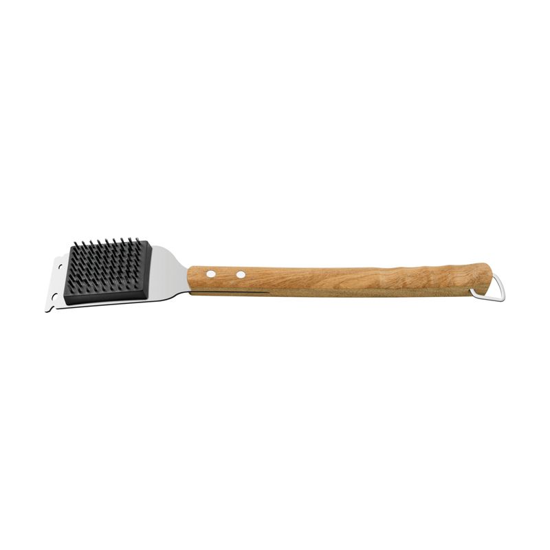 TRAMONTINA - Cepillo para parrillas Tramontina Churrasco con lámina de acero inoxidable y mango de madera  46,7 cm