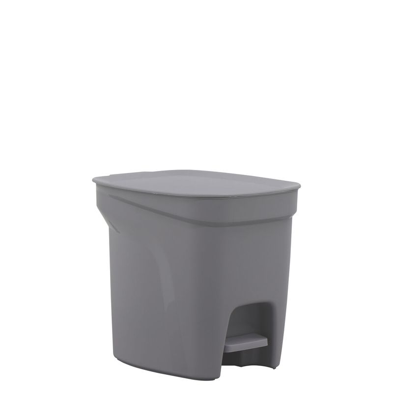 TRAMONTINA - Basurero Tramontina Compact Pedal en Polipropileno Gris con Asta en Acero Galvanizado 7 L