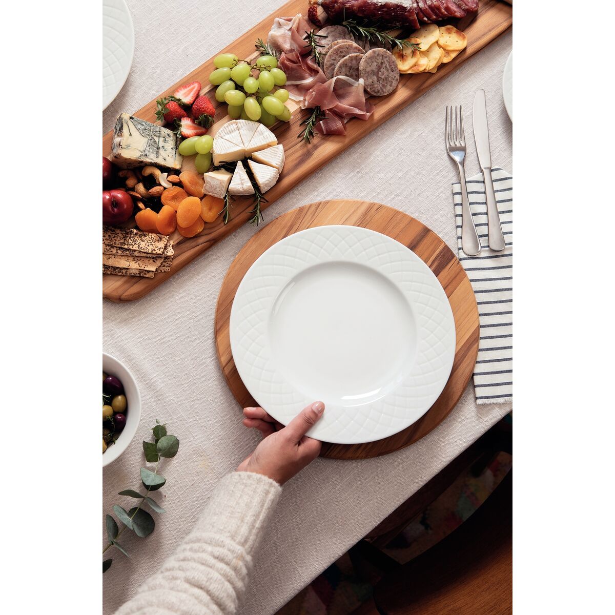 TRAMONTINA - Sousplat Tramontina Redondo de Madera de Teca FSC Acabada con Aceite Mineral 33 cm