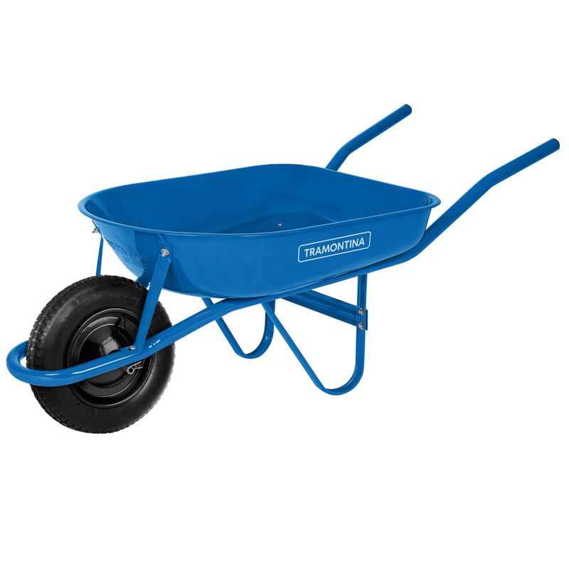 TRAMONTINA - Carretilla de Mano Tramontina con Caja Rasa Metálica Azul 50 L, Brazo Metálico e Llanta con Cámara