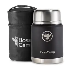 BOSSCAMP - Termo Comida 500 ml Acero Inox Bolso Cuchara Negro