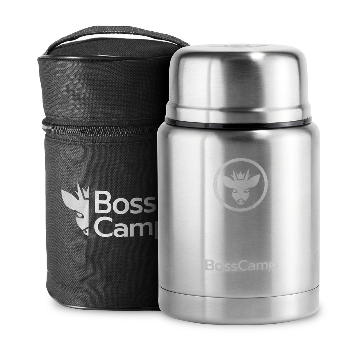 BOSSCAMP - Termo Comida BossCamp 500 ml Acero Inox Bolso Cuchara Plata