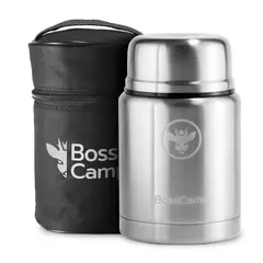 BOSSCAMP - Termo Comida 500 ml Acero Inox Bolso Cuchara Plata