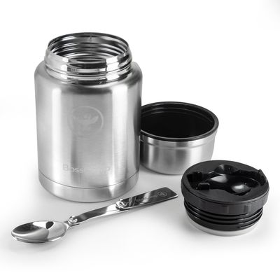 Imagen 2 del producto Termo Comida 500 ml Acero Inox Bolso Cuchara Plata