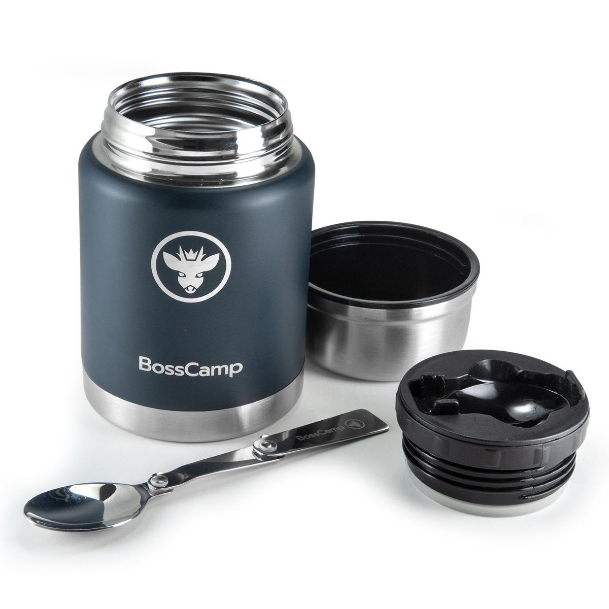 BOSSCAMP - Termo Comida BossCamp 500 ml Acero Inox Bolso Cuchara Azul