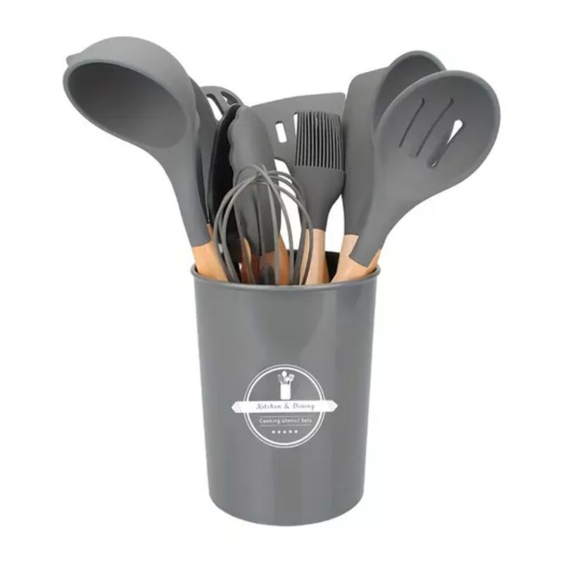 GENERICO - SET UTENSILIOS DE COCINA 13 PZAS GRIS