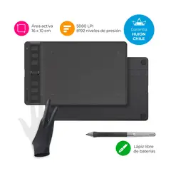 HUION - Tableta Gráfica Inspiroy 2 S Black con Scroller y Guante - TG