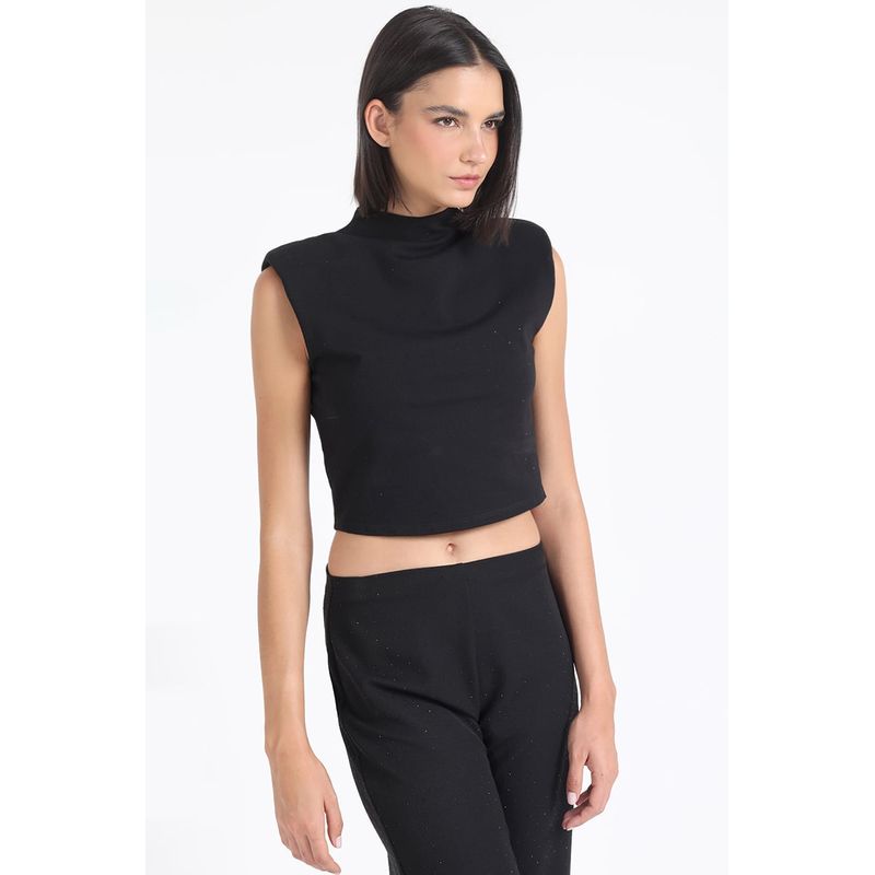 LIOLA - Top Recto Strass Negro Liola