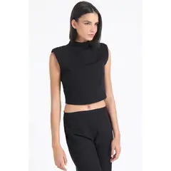 LIOLA - Top Recto, Strass, Negro