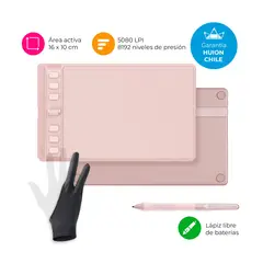 HUION - Tableta Gráfica Inspiroy 2 S Pink con Scroller y Guante - TG