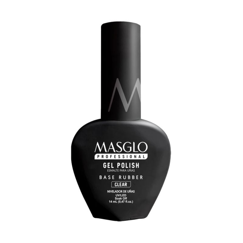 MASGLO - Esmalte Semi-Permanente Gel Polish Base Rubber Clear 14ml. Masglo