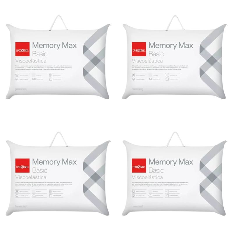 ROSEN - Pack 4 Almohadas Viscoelasticas Rosen Memory Max Basic 42x62 cm