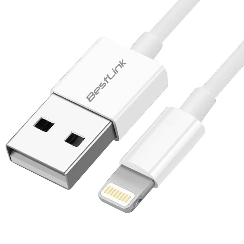 BESTLINK - CABLE USB PARA IPHONE 5 / 6, IPOD, IPAD. CERTIFICADO, BLANCO. 1,5 MTS
