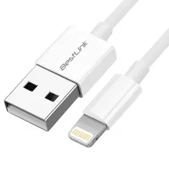 BESTLINK - CABLE USB PARA IPHONE 5 / 6, IPOD, IPAD. CERTIFICADO, BLANCO. 1,5 MTS