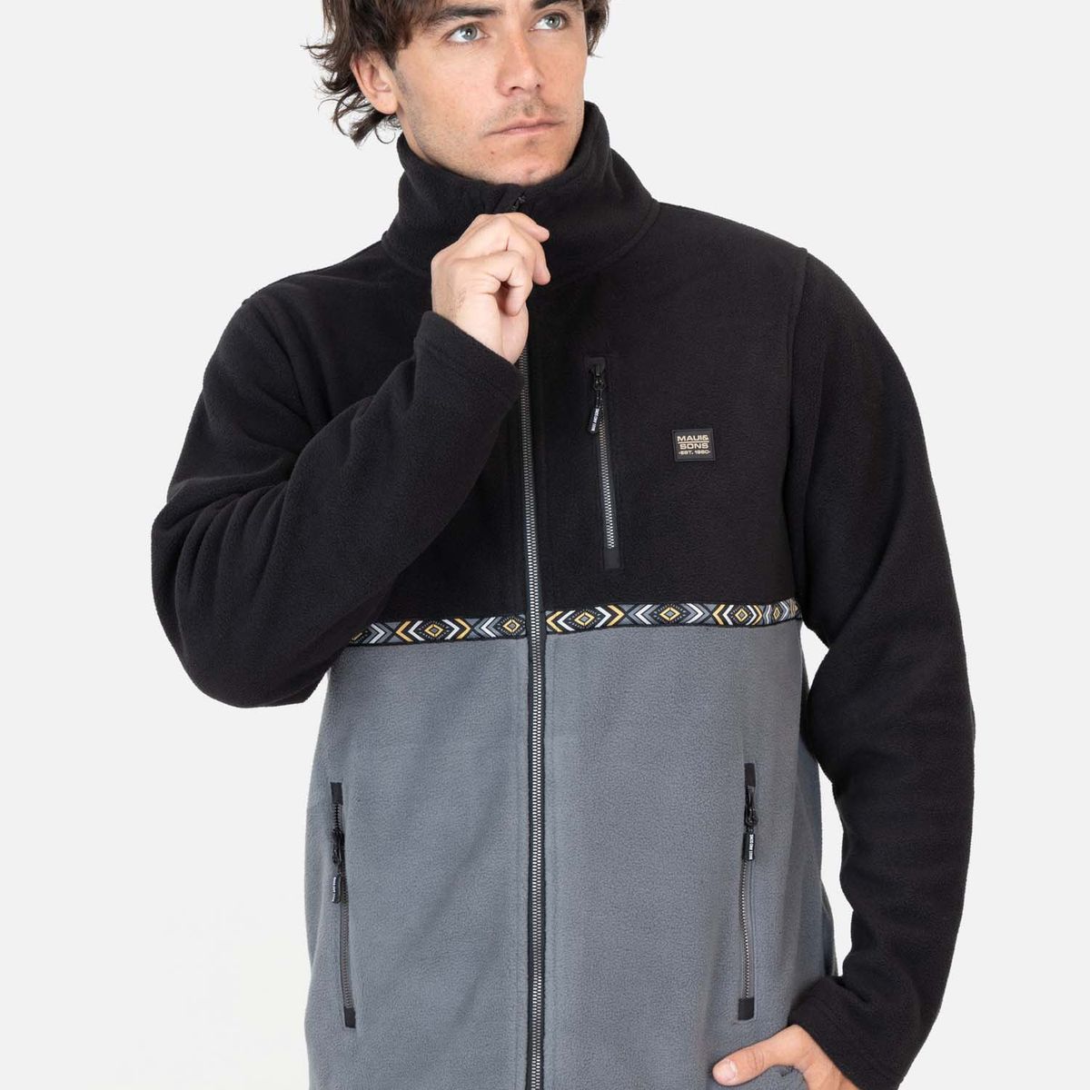 MAUI AND SONS - Poleron Micropolar Maxi Negro Hombre Maui And Sons - Negro