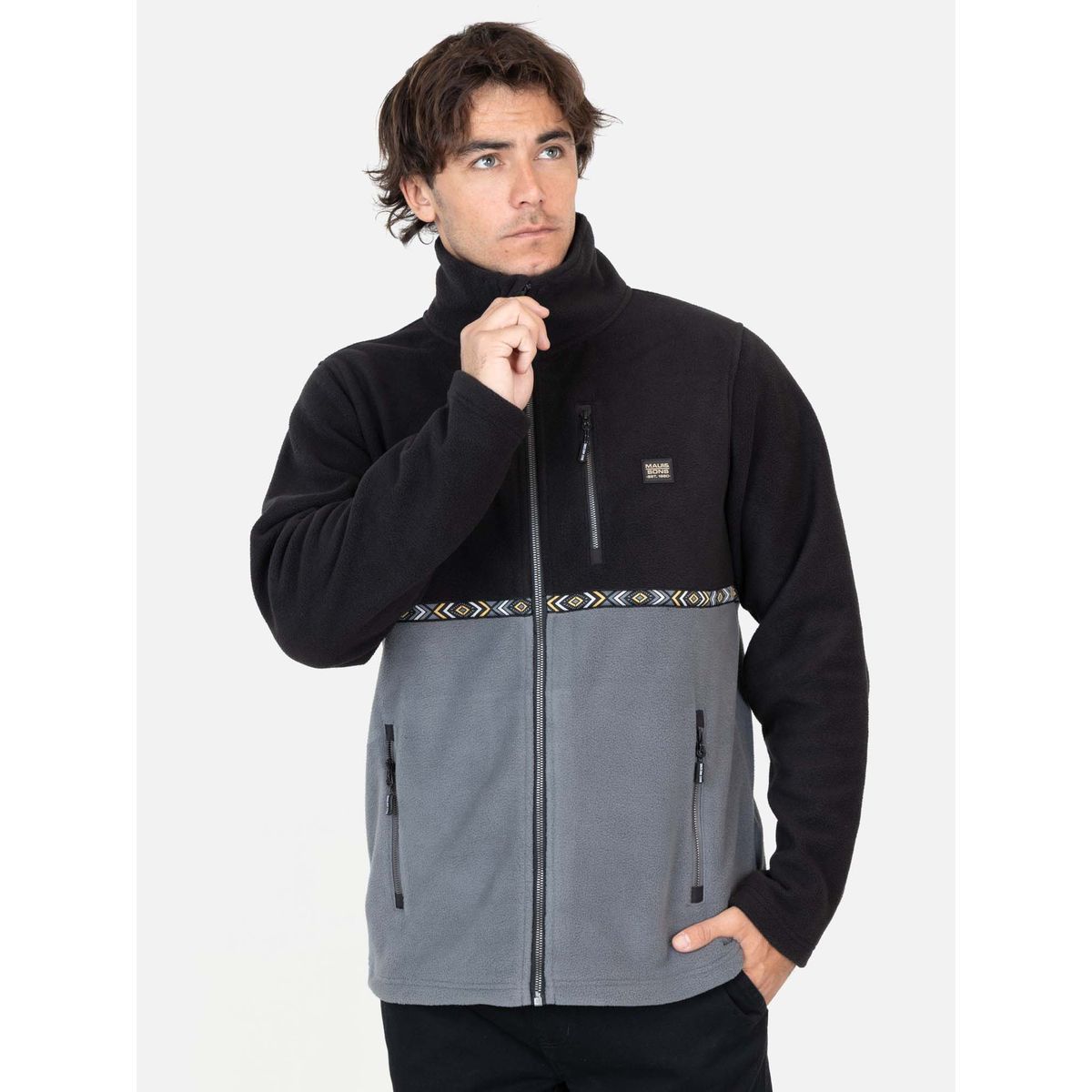 MAUI AND SONS - Poleron Micropolar Maxi Negro Hombre Maui And Sons - Negro