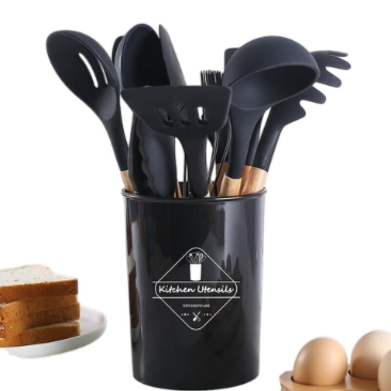 GENERICO - SET UTENSILIOS DE COCINA 13 PZAS NEGRO_