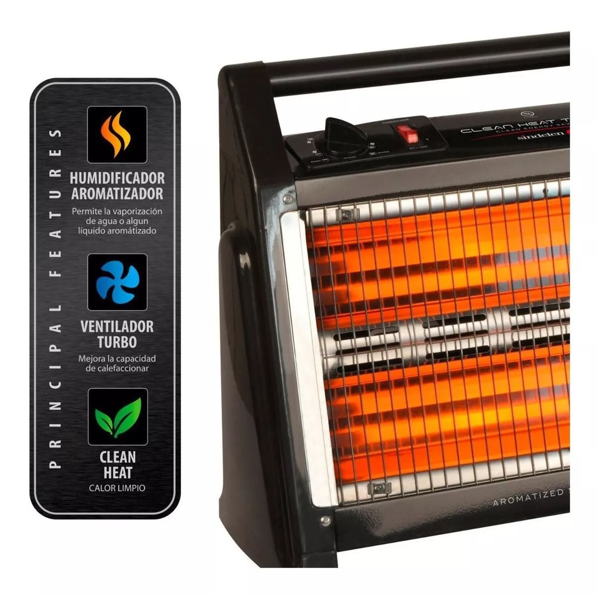 SINDELEN - Calefactor Convector Portatil Eeh-1300 Sindelen Color Negro