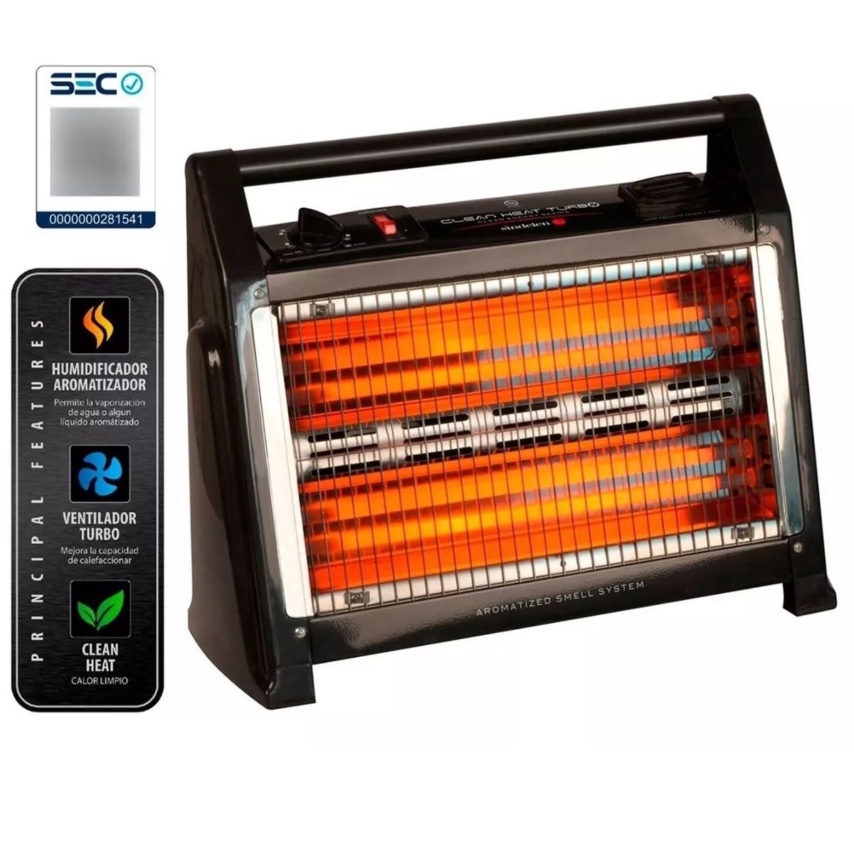 SINDELEN - Calefactor Convector Portatil Eeh-1300 Sindelen Color Negro
