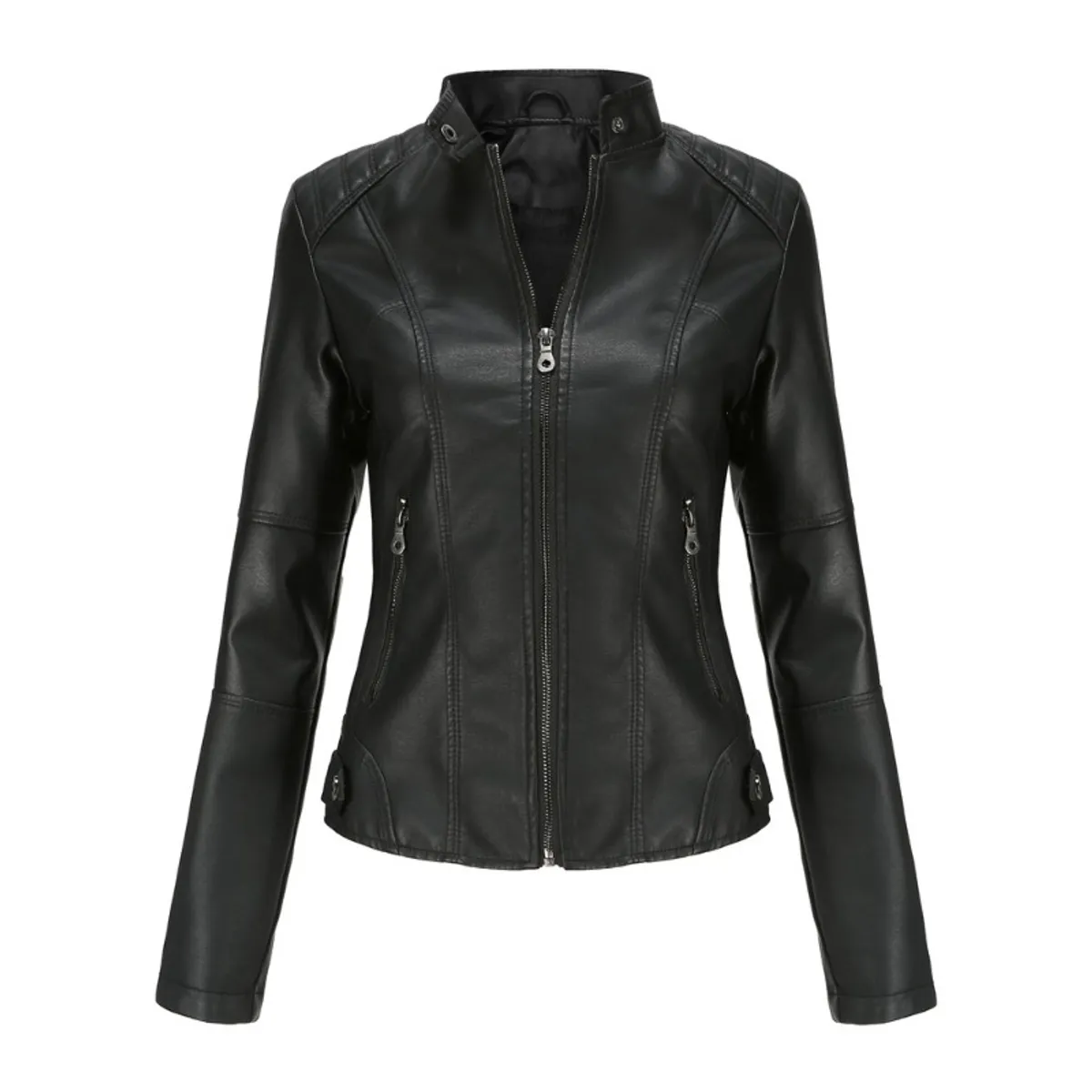 GIOIO - Chaqueta De Cuero Biker Slim Mujer