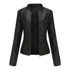 GIOIO - Chaqueta De Cuero Biker Slim Mujer