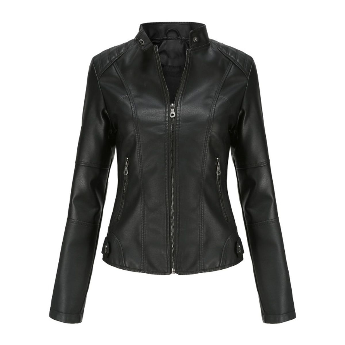 GIOIO - Chaqueta De Cuero Biker Slim Mujer