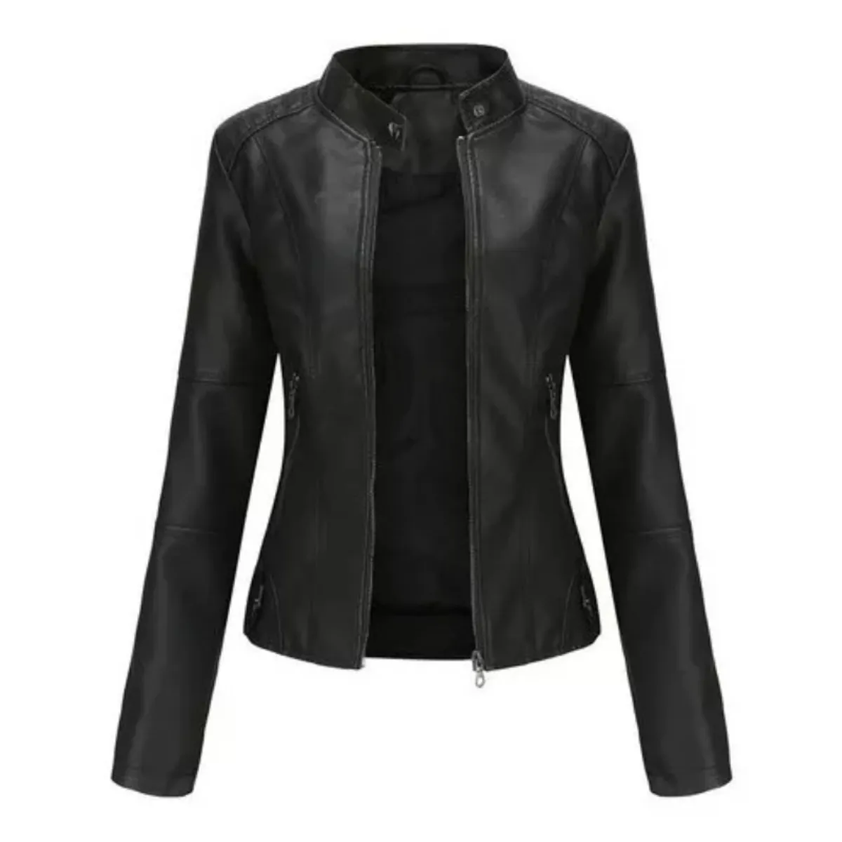 GIOIO - Chaqueta De Cuero Biker Slim Mujer