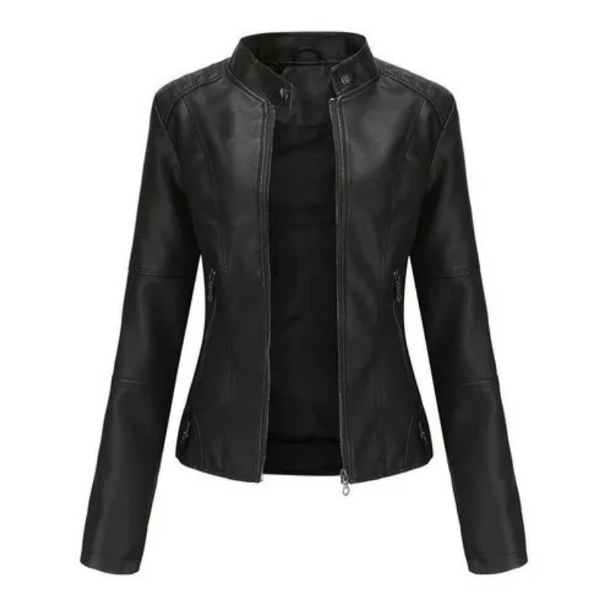GIOIO - Chaqueta De Cuero Biker Slim Mujer