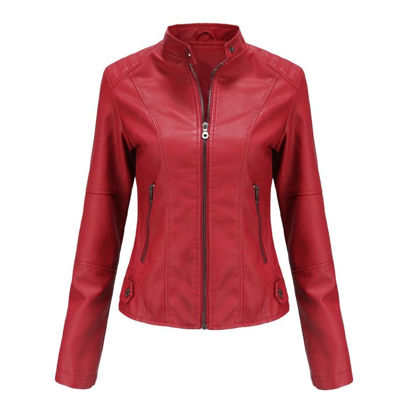 GIOIO - Chaqueta De Cuero Biker Slim Mujer